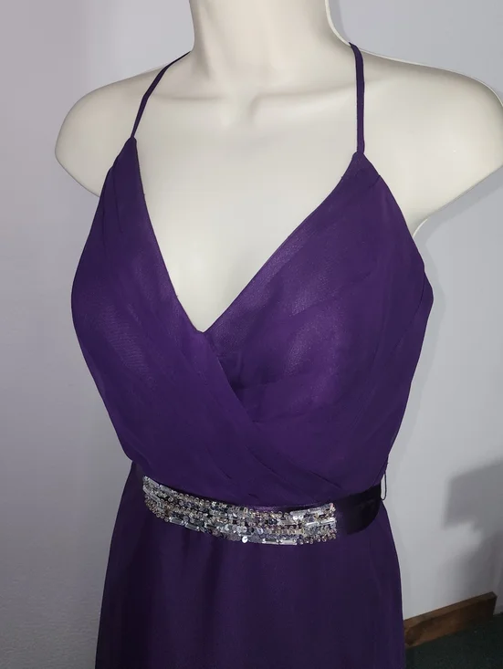 Davinci Dress Rhinestones and Sequins Ribbon Belt Sash Purple Size 10 - Picture 4 of 14